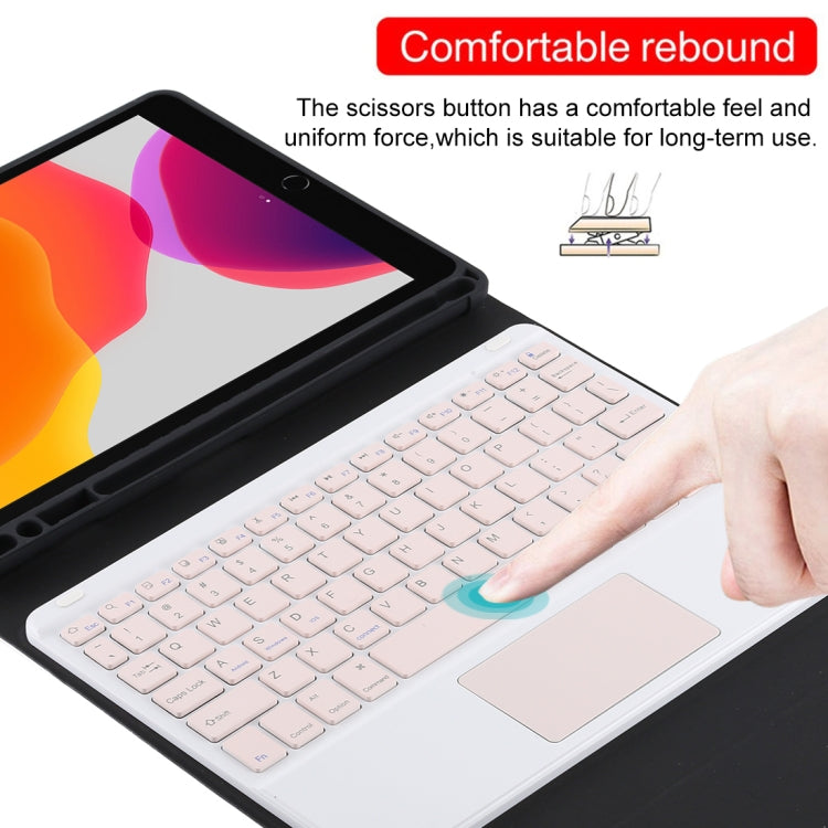 TG-102BC Detachable Bluetooth Pink Keyboard + Microfiber Leather Tablet Case for iPad 10.2 inch / iPad Air (2019), with Touch Pad & Pen Slot & Holder, Pink Keyboard