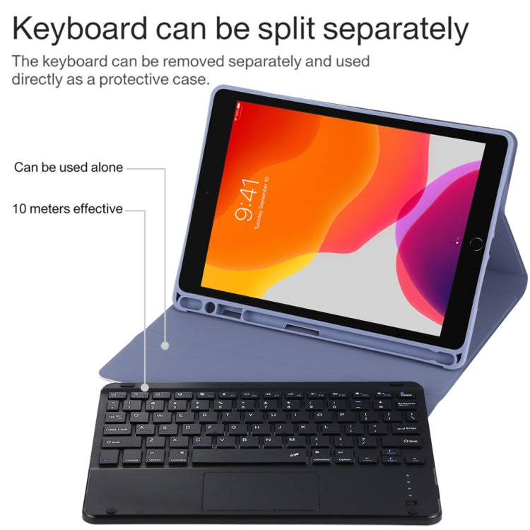 TG-102BC Detachable Bluetooth Black Keyboard + Microfiber Leather Tablet Case for iPad 10.2 inch / iPad Air (2019), with Touch Pad & Pen Slot & Holder, TG-102BC