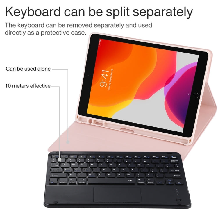 TG109BC Detachable Bluetooth Black Keyboard + Microfiber Leather Tablet Case for iPad Air 2020, with Touch Pad & Pen Slot & Holder