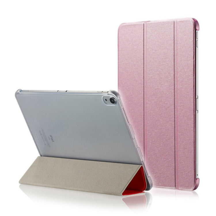 Silk Texture Horizontal Flip Ultra-thin Double-sided Clip Magnetic PU Leather Case for iPad Pro 11 inch (2018), with Three-folding Holder & Sleep / Wake-up Function