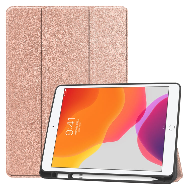 For iPad 10.2 2021 / 2020 / 2019 Custer Texture Horizontal Flip Smart TPU Leather Case with Sleep / Wake-up Function & Three-folding Holder & Pen Slot