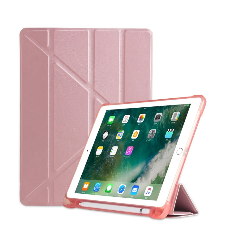 Multi-folding Shockproof TPU Protective Case for iPad 9.7 (2018) / 9.7 (2017) / air / air2, with Holder & Pen Slot, iPad 9.7 (2018) / 9.7 (2017) / air / air2
