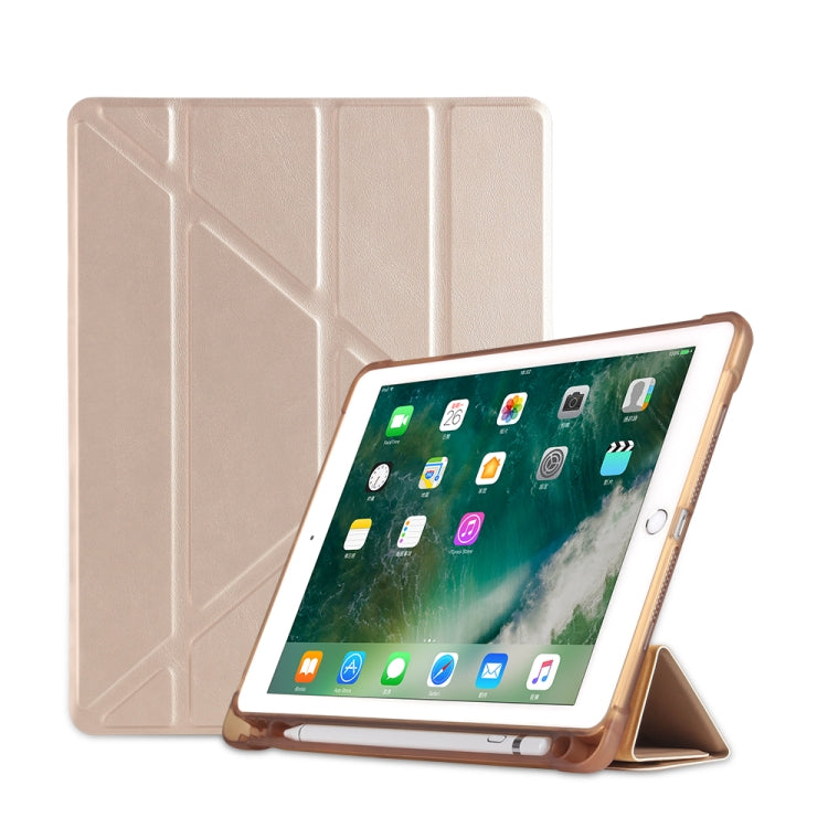 Multi-folding Shockproof TPU Protective Case for iPad 9.7 (2018) / 9.7 (2017) / air / air2, with Holder & Pen Slot