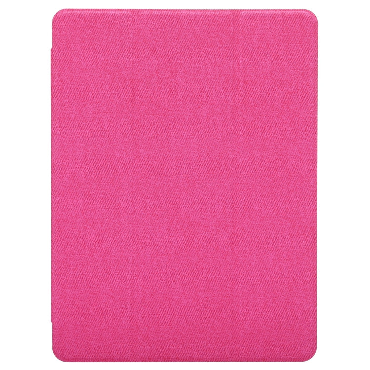 Funda de cuero con tapa horizontal y diseño de textura de tela para iPad Pro de 10,5 pulgadas, con tres pliegues y ranuras para bolígrafos.