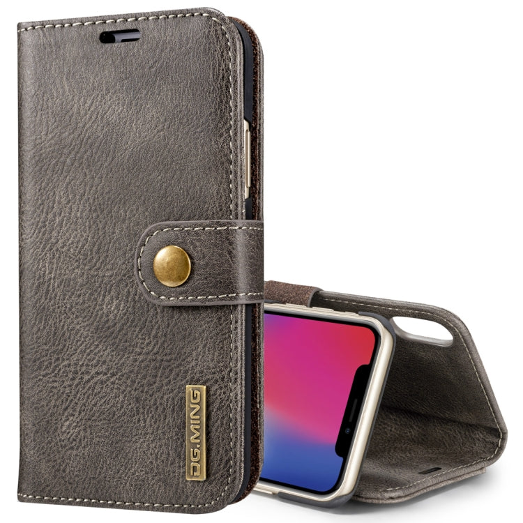 For iPhone X / XS DG.MING Crazy Horse Texture Horizontal Flip Detachable Magnetic Protective Case with Holder & Card Slots & Wallet, iPhone X, For X, iPhone X