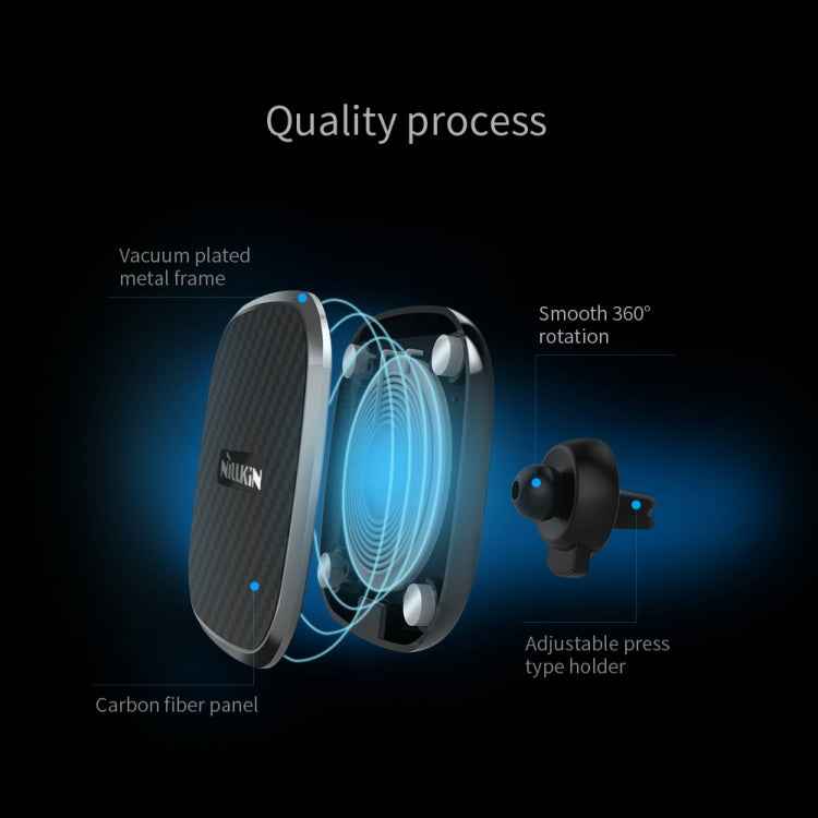 NILLKIN MC027 Car Air Outlet Vent Mount Clamp Holder 10W Fast Charging Qi Magnetic Wireless Charger