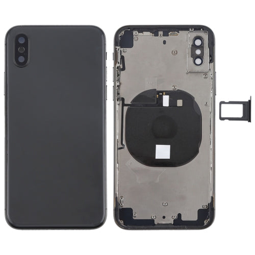Battery Back Cover Assembly with Side Keys & Wireless Charging Module & Volume Button Flex Cable & Card Tray for iPhone X, For iPhone X (Charging Module), For iPhone X (Full Assembly)