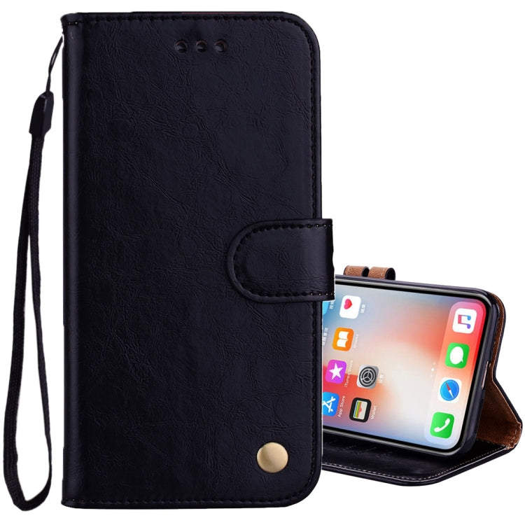 For iPhone X / XS Business Style Oil Wax Texture Horizontal Flip Leather Case with Holder & Card Slots & Wallet, For iPhone X
