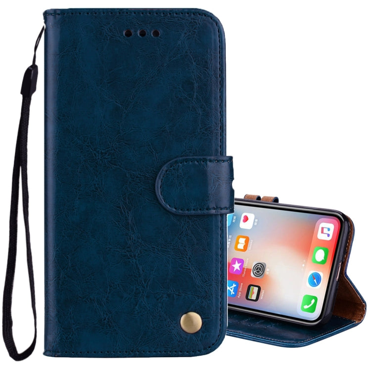 For iPhone X / XS Business Style Oil Wax Texture Horizontal Flip Leather Case with Holder & Card Slots & Wallet, For iPhone X