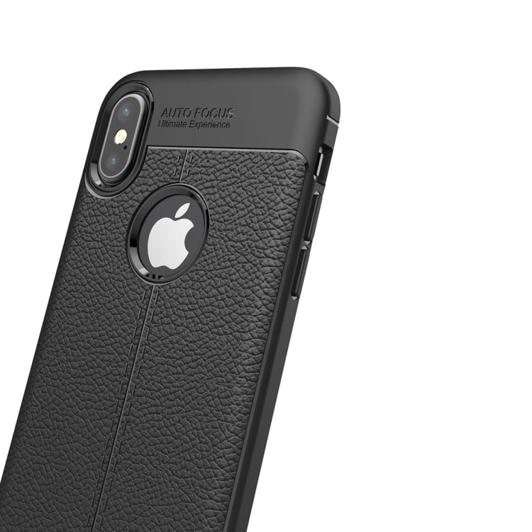 Funda protectora trasera de TPU con textura de lichi para iPhone X/XS