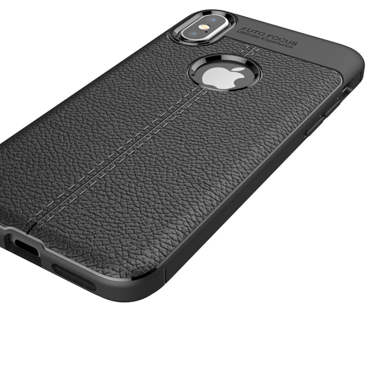 Funda protectora trasera de TPU con textura de lichi para iPhone X/XS