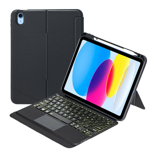 Funda de cuero T10-AS para iPad 11 (2025) / iPad 10.ª generación (2022), con teclado Bluetooth dividido y retroiluminación táctil, T10-A