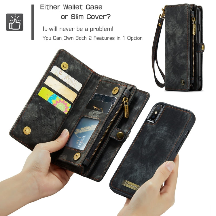 For iPhone XS Max CaseMe Detachable Multifunctional Horizontal Flip Leather Case with Card Slot & Holder & Zipper Wallet & Photo Frame
