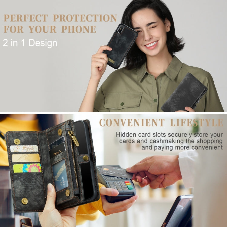 For iPhone XS Max CaseMe Detachable Multifunctional Horizontal Flip Leather Case with Card Slot & Holder & Zipper Wallet & Photo Frame