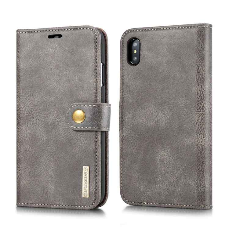 For iPhone XS Max DG.MING Crazy Horse Texture Flip Detachable Magnetic Leather Case with Holder & Card Slots & Wallet