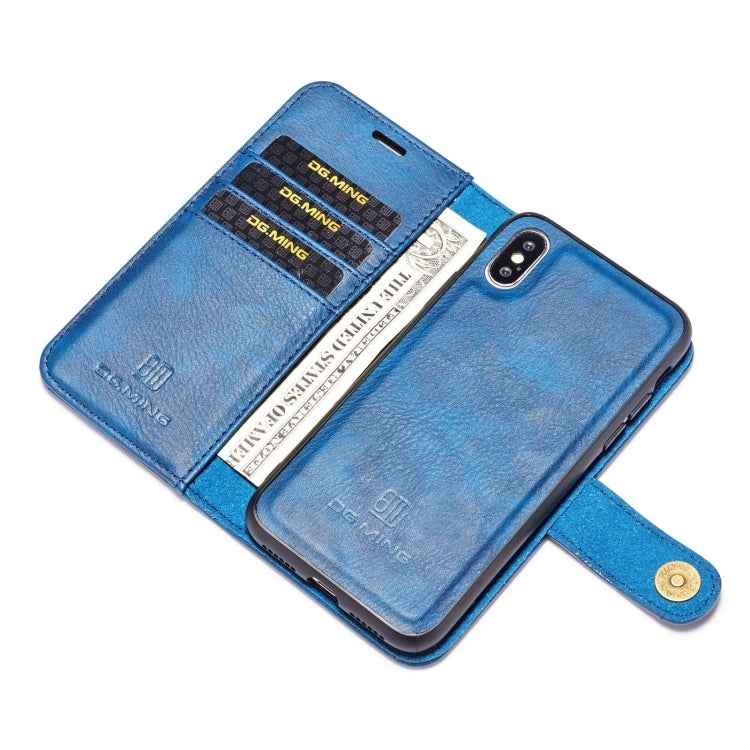 For iPhone XS Max DG.MING Crazy Horse Texture Flip Detachable Magnetic Leather Case with Holder & Card Slots & Wallet