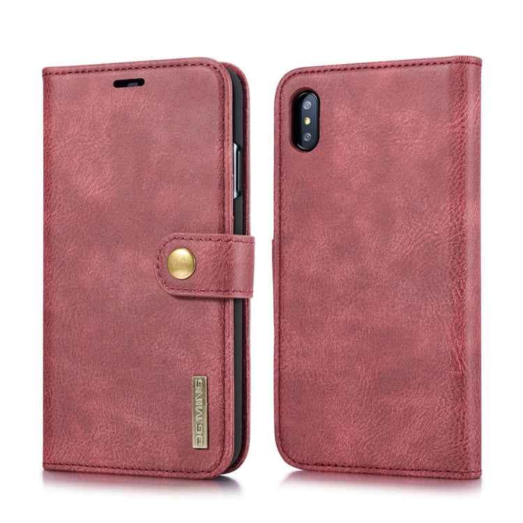 For iPhone XS Max DG.MING Crazy Horse Texture Flip Detachable Magnetic Leather Case with Holder & Card Slots & Wallet