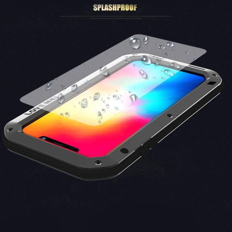 For iPhone XS Max LOVE MEI Powerful Dustproof Shockproof Anti-slip Metal + Silicone Combination Case
