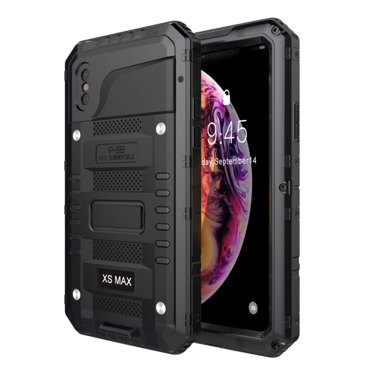 For iPhone XS Max Waterproof Dustproof Shockproof Zinc Alloy + Silicone Case