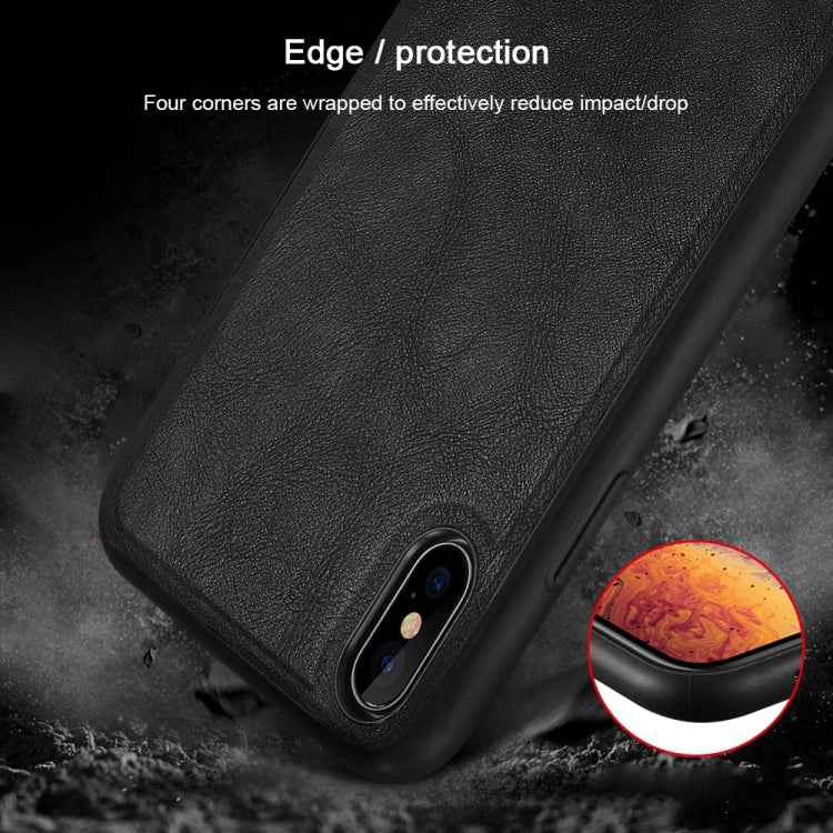 For iPhone XS Max SULADA Shockproof TPU + Handmade Leather Case