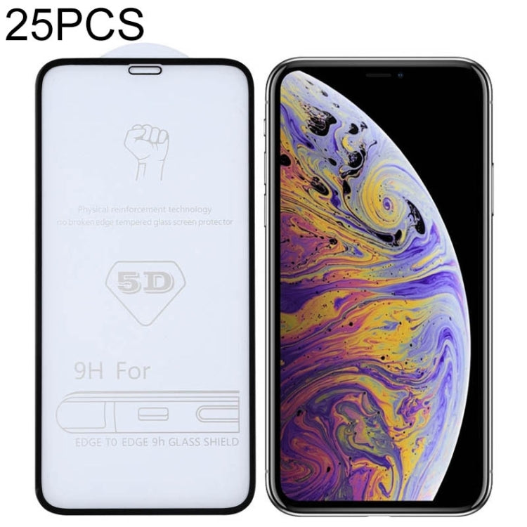 For iPhone XS Max 25pcs 9H 5D Full Glue Full Screen Tempered Glass Film