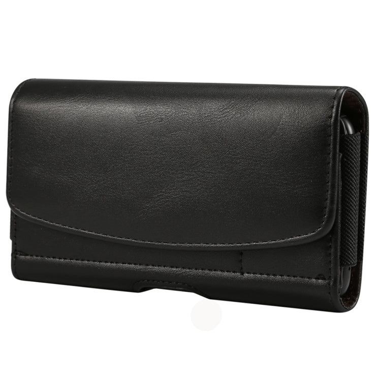Lambskin Elastic Band Men 5.7-6.0 Inch Mobile Phone Universal Hanging Waist Leather Case with Card Slot, For iPhone XS Max / 8 Plus / 7 Plus / Honor 8X and Other 5.7-6.0 Inch Mobile Phones