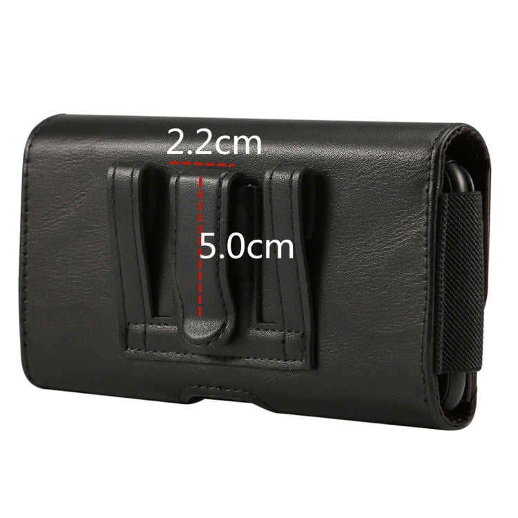 Lambskin Elastic Band Men 5.7-6.0 Inch Mobile Phone Universal Hanging Waist Leather Case with Card Slot, For iPhone XS Max / 8 Plus / 7 Plus / Honor 8X and Other 5.7-6.0 Inch Mobile Phones