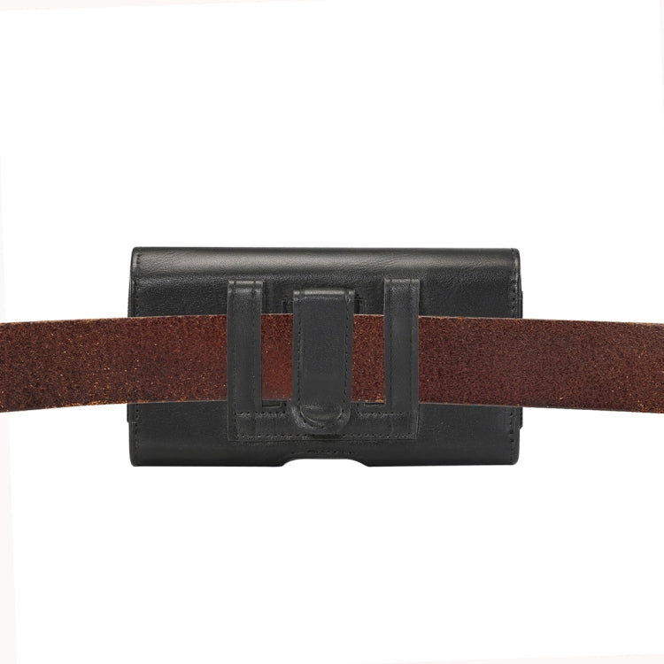 Lambskin Elastic Band Men 5.7-6.0 Inch Mobile Phone Universal Hanging Waist Leather Case with Card Slot, For iPhone XS Max / 8 Plus / 7 Plus / Honor 8X and Other 5.7-6.0 Inch Mobile Phones
