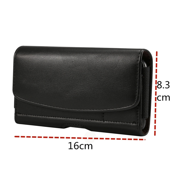 Lambskin Elastic Band Men 5.7-6.0 Inch Mobile Phone Universal Hanging Waist Leather Case with Card Slot, For iPhone XS Max / 8 Plus / 7 Plus / Honor 8X and Other 5.7-6.0 Inch Mobile Phones