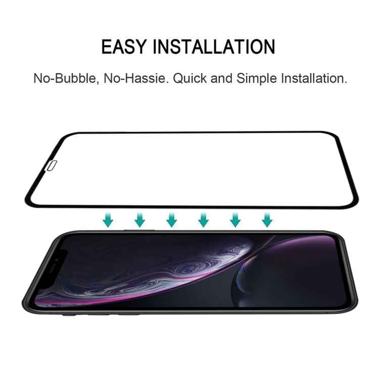 For iPhone 11 / XR 9H 2.5D Ultrathin Silk-screen Carbon Fiber Full Screen Protector Film