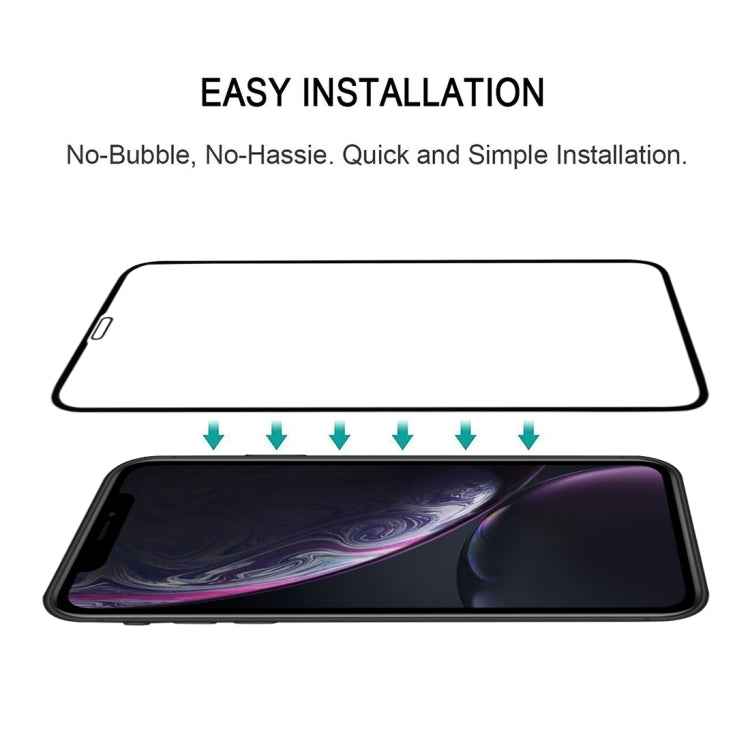 For iPhone 11 / XR Full Glue Silk Print Full Screen Tempered Glass Film