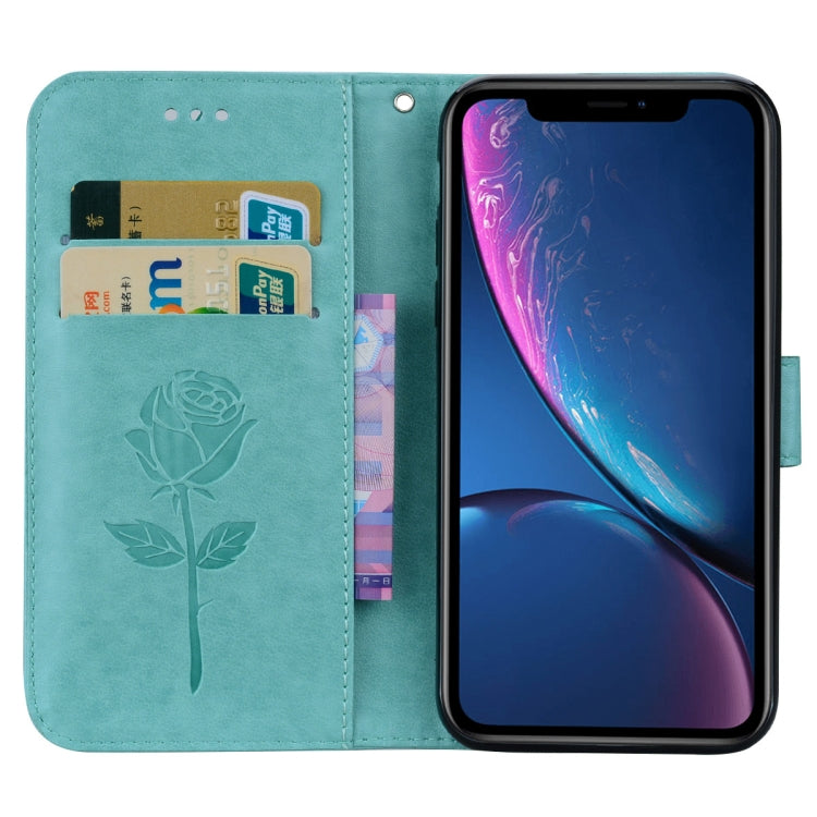 For iPhone XR Rose Embossed Horizontal Flip PU Leather Case, with Holder & Card Slots & Wallet, For XR