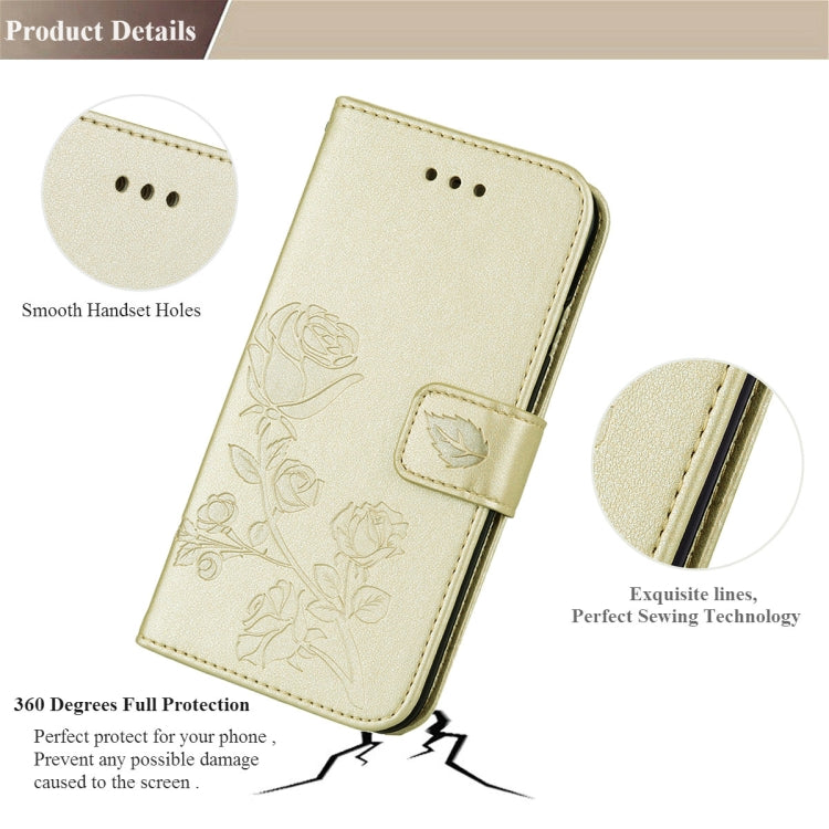 For iPhone XR Rose Embossed Horizontal Flip PU Leather Case, with Holder & Card Slots & Wallet, For XR