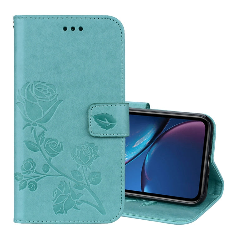 For iPhone XR Rose Embossed Horizontal Flip PU Leather Case, with Holder & Card Slots & Wallet, For XR