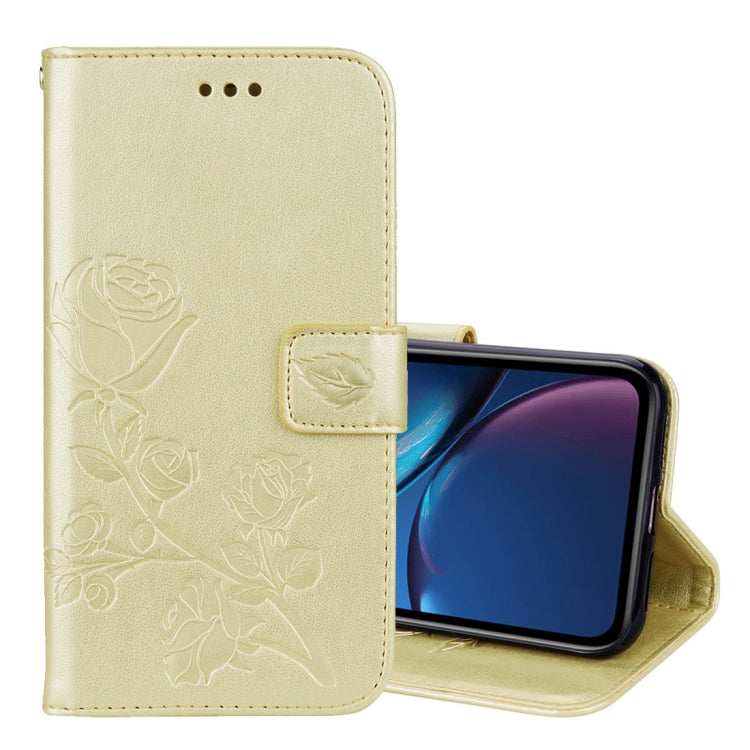 For iPhone XR Rose Embossed Horizontal Flip PU Leather Case, with Holder & Card Slots & Wallet, For XR