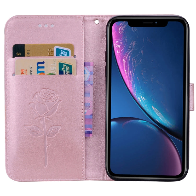 For iPhone XR Rose Embossed Horizontal Flip PU Leather Case, with Holder & Card Slots & Wallet, For XR