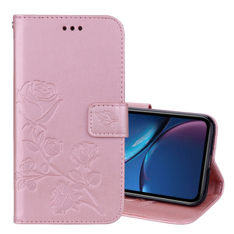 For iPhone XR Rose Embossed Horizontal Flip PU Leather Case, with Holder & Card Slots & Wallet, For XR