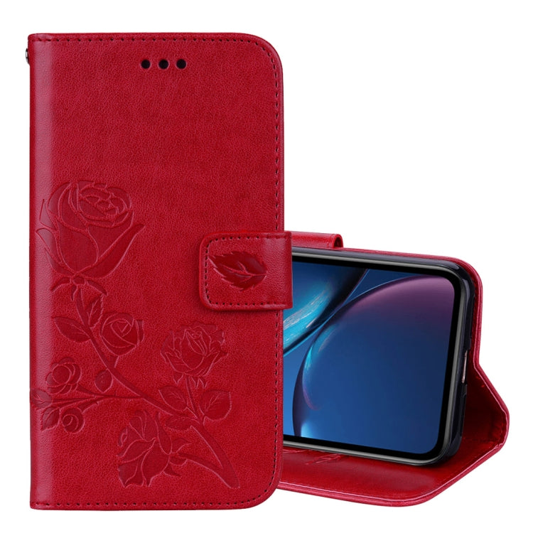 For iPhone XR Rose Embossed Horizontal Flip PU Leather Case, with Holder & Card Slots & Wallet, For XR
