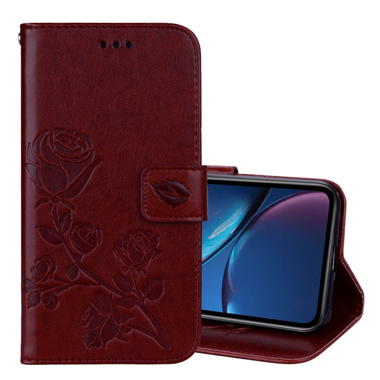 For iPhone XR Rose Embossed Horizontal Flip PU Leather Case, with Holder & Card Slots & Wallet, For XR