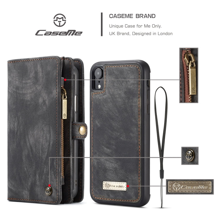 For iPhone XR CaseMe Detachable Multifunctional Horizontal Flip Leather Case with Card Slot & Holder & Zipper Wallet & Photo Frame, For iPhone XR, For iPhone XR