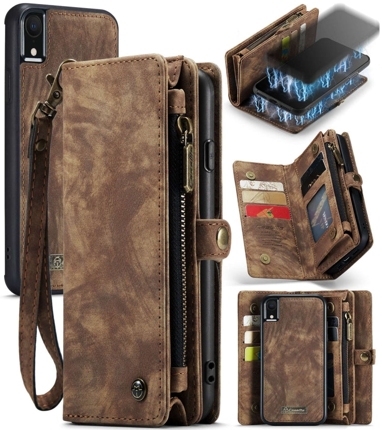 For iPhone XR CaseMe Detachable Multifunctional Horizontal Flip Leather Case with Card Slot & Holder & Zipper Wallet & Photo Frame