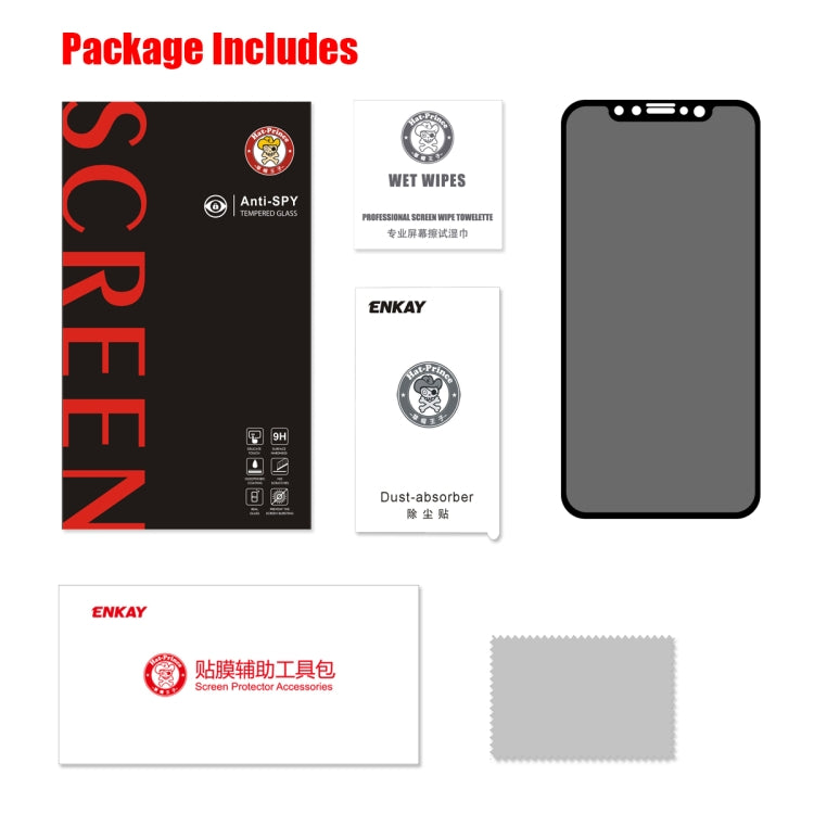 Pour iPhone 11 / XR ENKAY Hat-Prince 0,26 mm 9H 6D Confidentialité Anti-reflet Plein Écran Film en Verre Trempé, iPhone XR