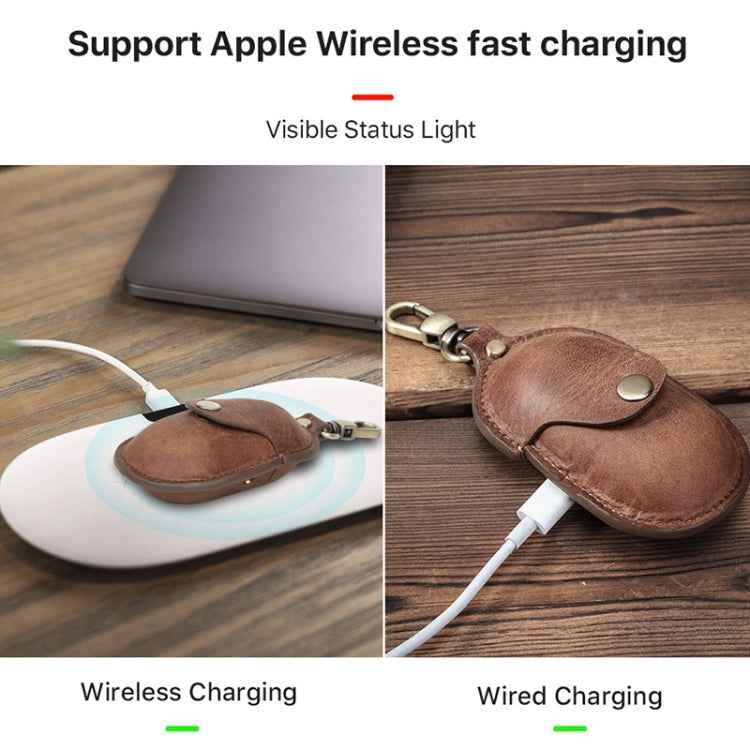 CF1109 For Galaxy Buds Crazy Horse Texture Clamshell Earphone Protective Leather Case with Hook