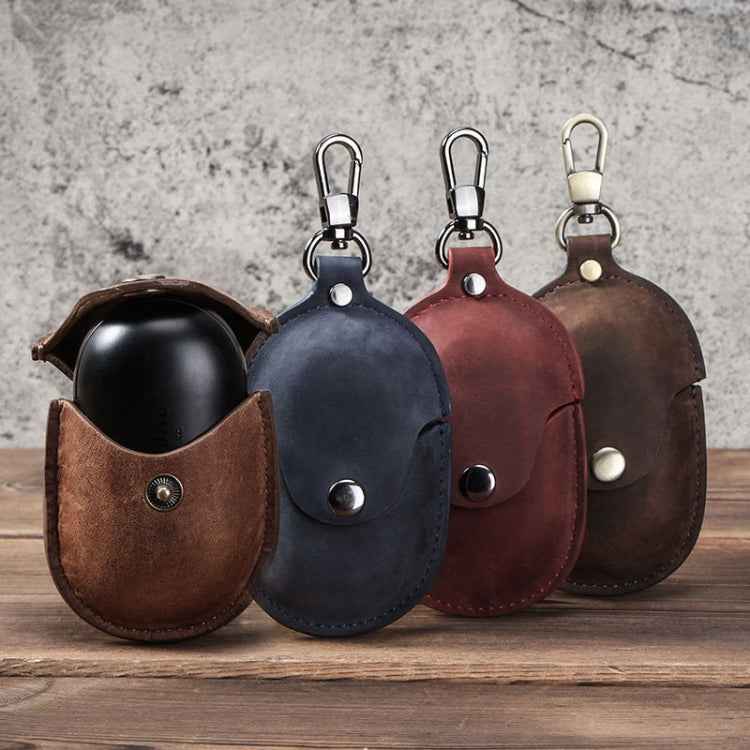 CF1109 For Galaxy Buds Crazy Horse Texture Clamshell Earphone Protective Leather Case with Hook