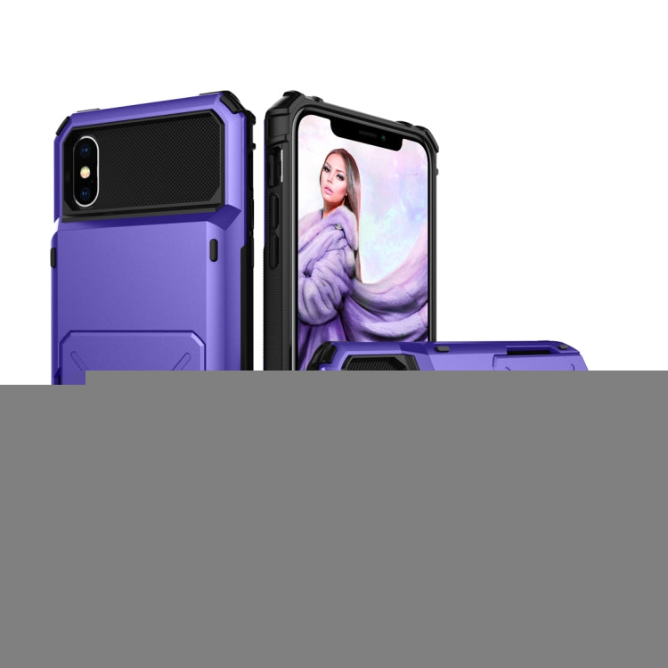 For iPhone X / XS Shockproof TPU + PC Protective Case with Card Slot