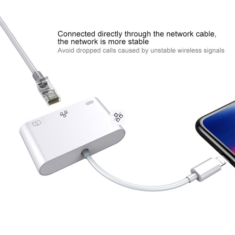 Adaptateur réseau 8 broches vers RJ45 1000 Mbit/s + port de charge + convertisseur multifonction USB pour appareil photo, 1000 Mbit/s