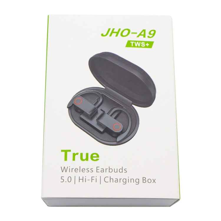 JHO-A9 TWS Wireless Hanging Ear Type Bluetooth Earphone with Charging + Storage Integrated Zipper Bag, Support Voice Control