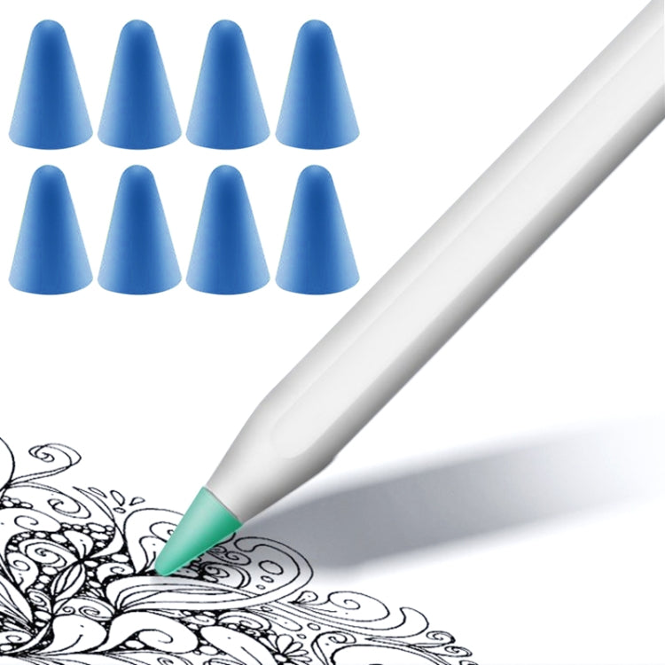 8 PCS Non-slip Mute Wear-resistant Nib Cover for Apple Pencil 1 / 2, Transparent, White, Dark Blue, Mint Green