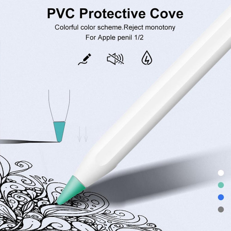 8 PCS Non-slip Mute Wear-resistant Nib Cover for Apple Pencil 1 / 2, Transparent, White, Dark Blue, Mint Green