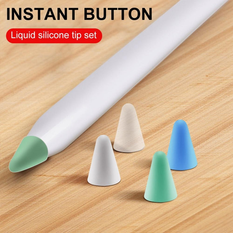 8 PCS Non-slip Mute Wear-resistant Nib Cover for Apple Pencil 1 / 2, Transparent, White, Dark Blue, Mint Green
